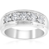 Platinum 1 ct Mens Diamond Ring Five Stone Wedding Polished Band Jewelry