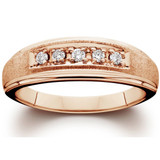 Men's Natural Diamond Brushed & Polished Ring 14K Rose Gold