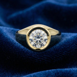 1.50Ct Men's Solitaire Round Diamond Brilliant Wedding Ring 14K Yellow Gold