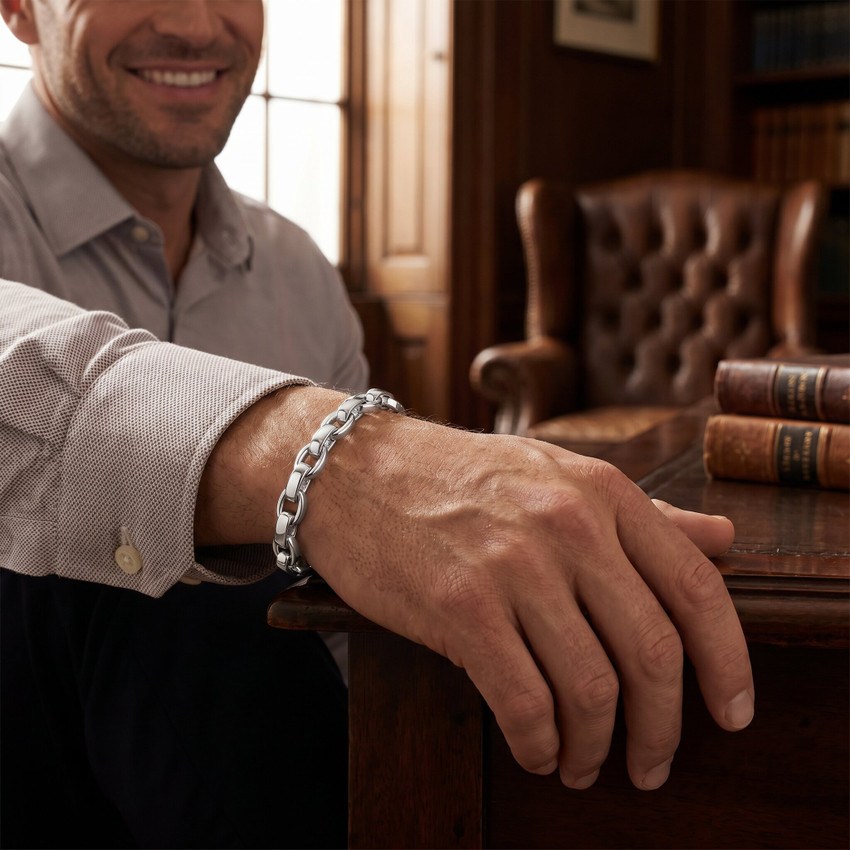 Men's 14k Gold (62gram) or Platinum (114gram) 8mm Link Bracelet 8.5"