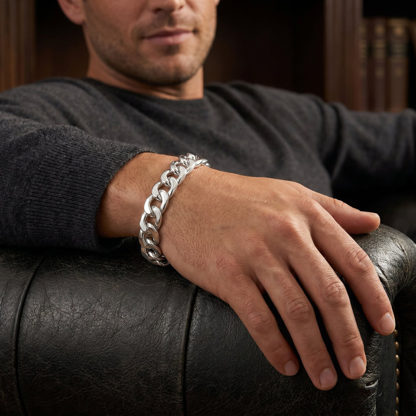 Men's 14k Gold (43gram) or Platinum (67gram) 8.5mm Link Bracelet 8.5"