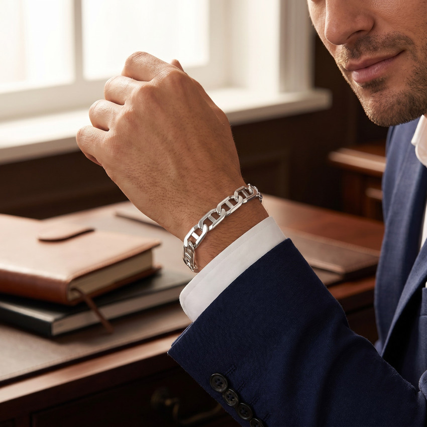 Men's Designer Mariner & Curb 14k Gold (29gram) or Platinum (54gram) 10mm Link Bracelet 8.5"