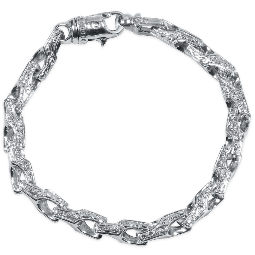 Men's Designed 14k Gold (45gram) or Platinum (73gram) Link Bracelet 8.5"