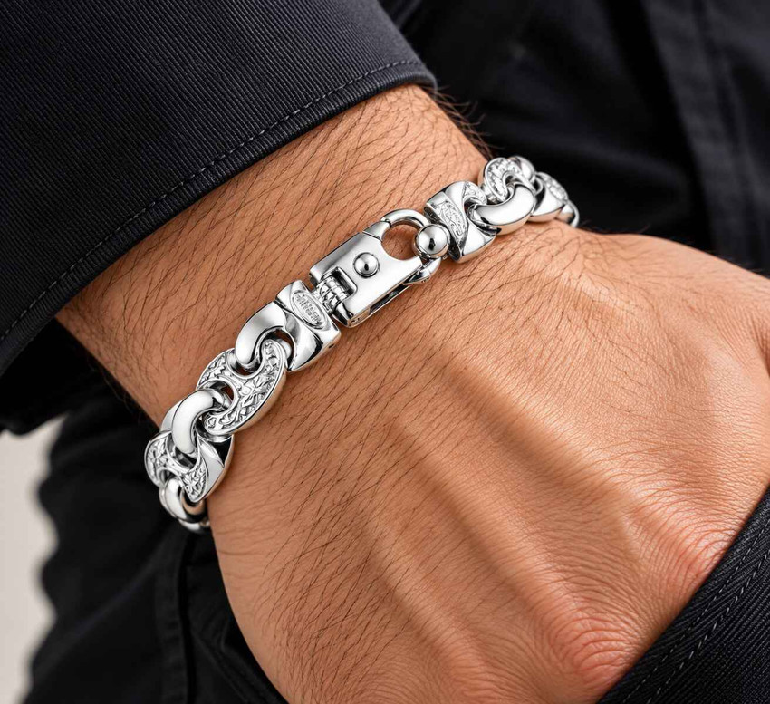 Men's Designed Link 14k Gold (63gram) or Platinum (118gram) 11mm Bracelet 8.75"