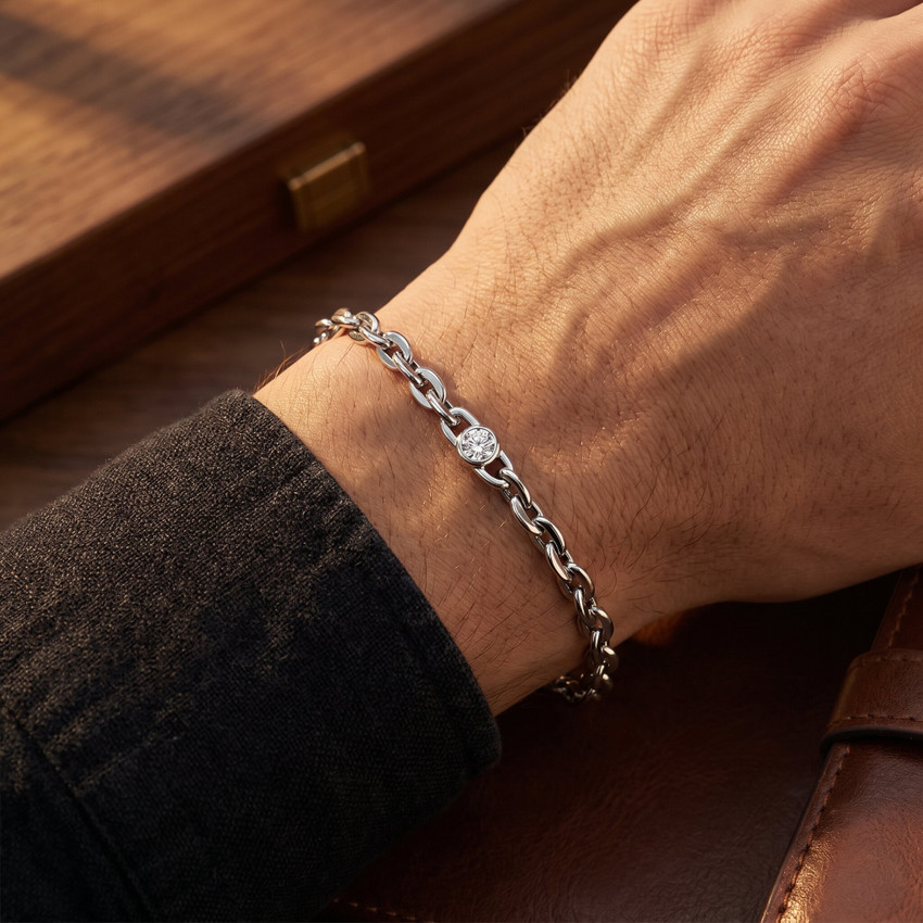 Men's Link 14k Gold (17gram) or Platinum (27gram) 5mm Bracelet 8.5"