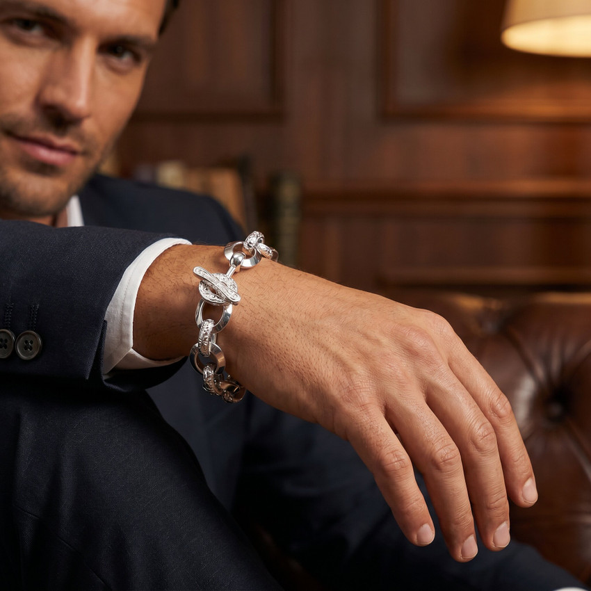 Men's Designed Link 14k Gold (64gram) or Platinum (103gram) 13.5mm Bracelet 8.5"