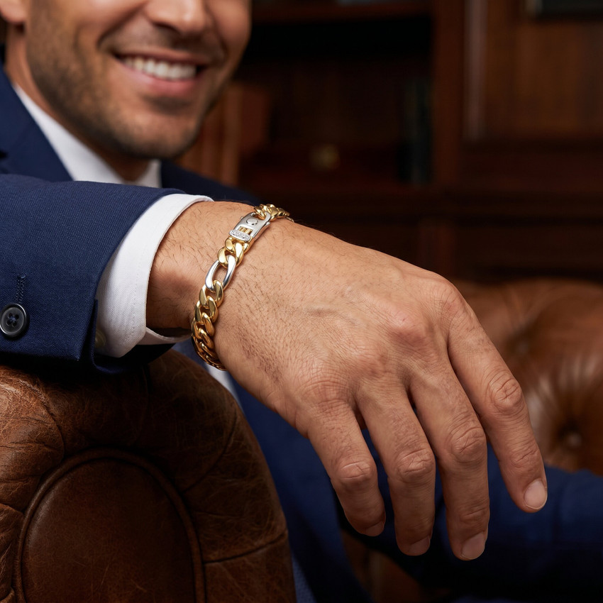 Men's Figaro Link 14k Gold (43gram) or Platinum (69gram) 8mm Bracelet 8.5"