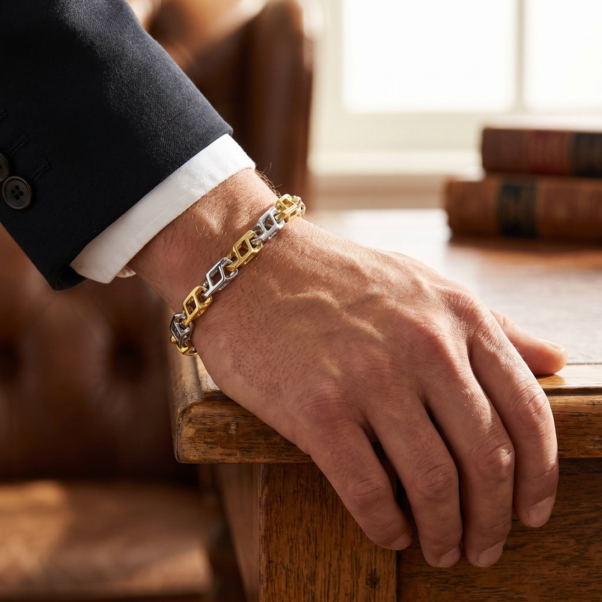 Men's Link 14k Gold (47gram) or Platinum (75gram) 6.5mm Bracelet 8.5"