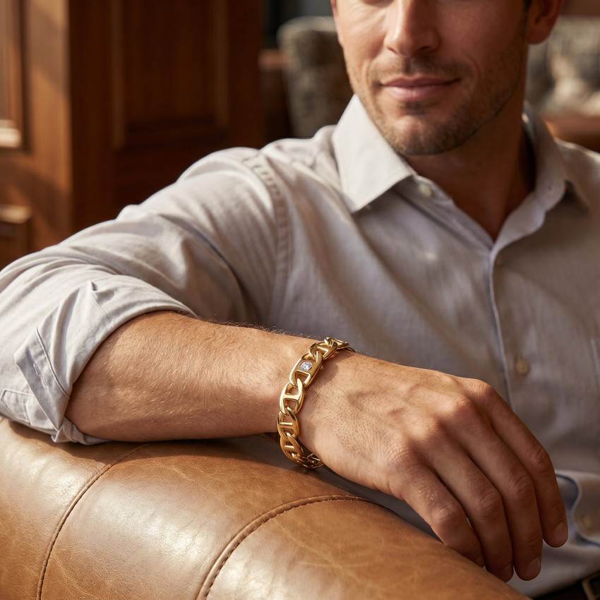 Men's Marine Link 14k Gold (44gram) or Platinum (68gram) 10.5mm Bracelet 8.75"