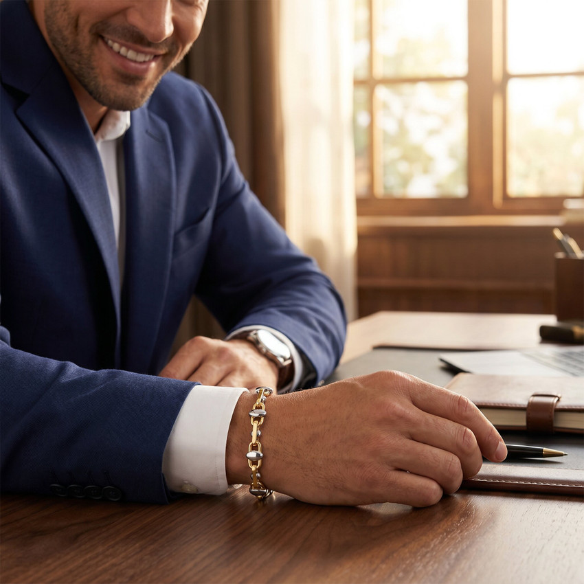 Men's Designer Mariner Link 14k Gold (56gram) or Platinum (90gram) 7-12mm Bracelet 8"