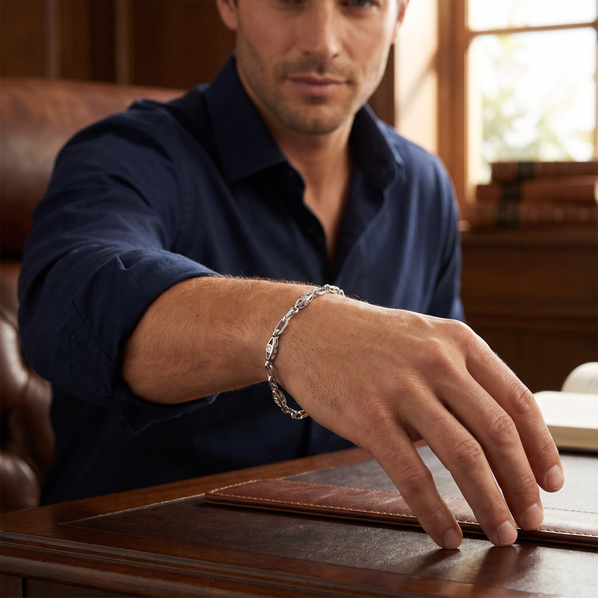 Men's Link 14k Gold (15gram) or Platinum (25gram) 4-5mm Bracelet 8"
