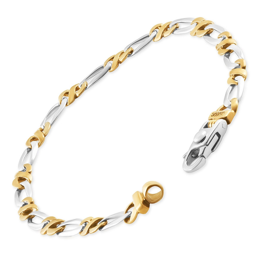 Men's Figaro Link 14k Gold (14gram) or Platinum (23gram) 5.5mm Bracelet 8.5"