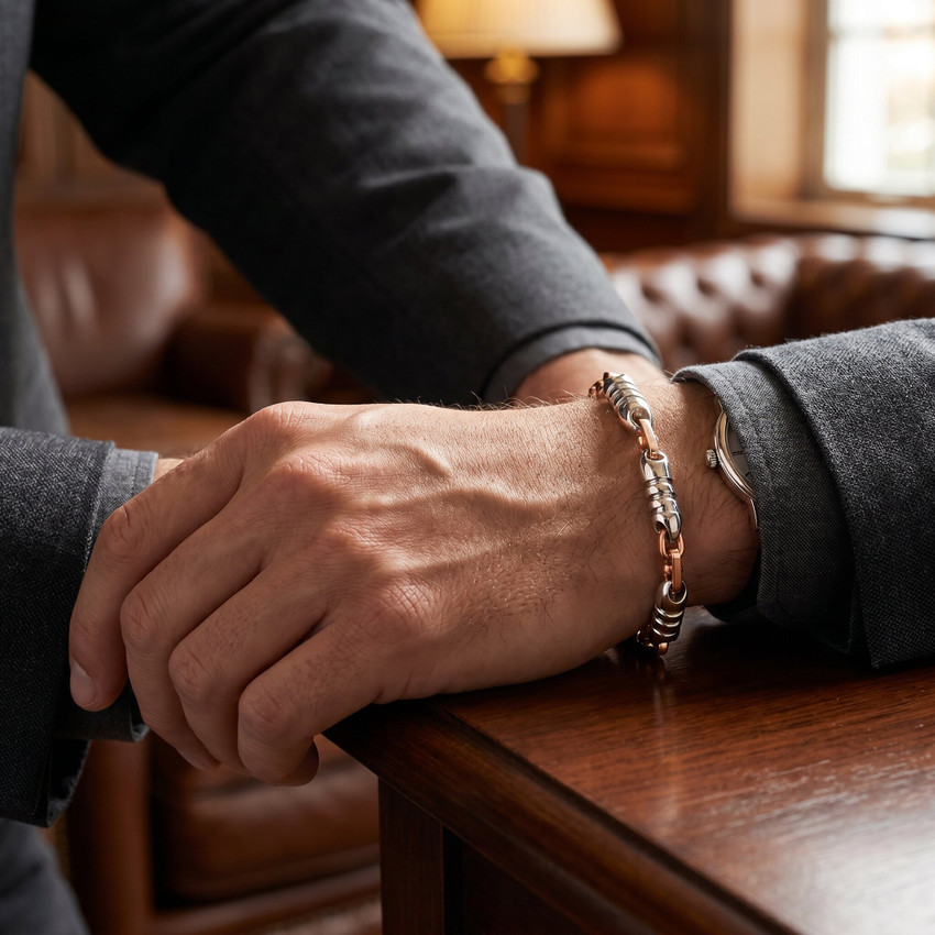 Men's Figaro Link 14k Gold (36gram) or Platinum (59gram) 6.5mm Bracelet 8"