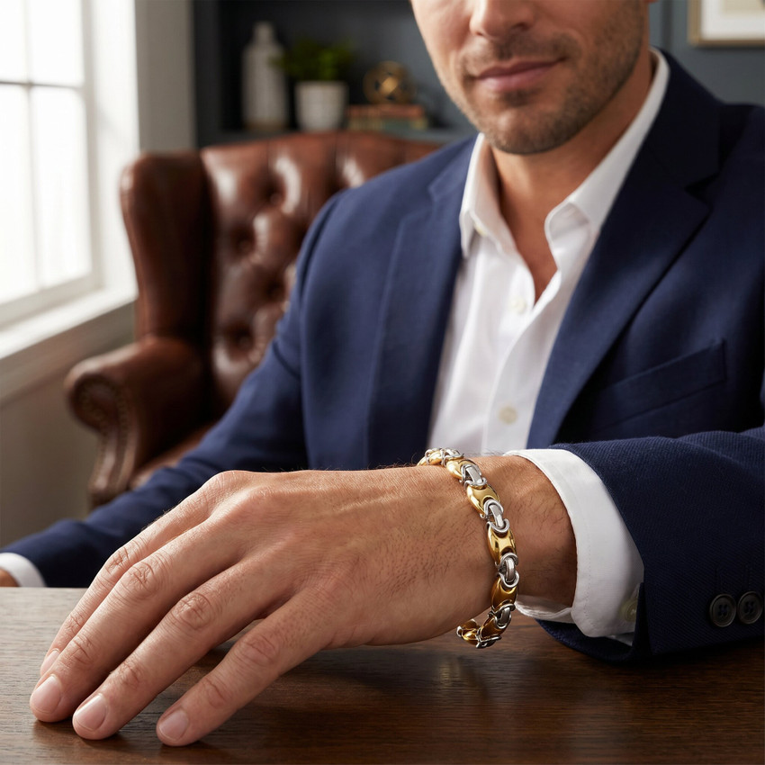 Men's Mariner & Byzantine Link 14k Gold (56gram) or Platinum (90gram) 9mm Bracelet 8.5"