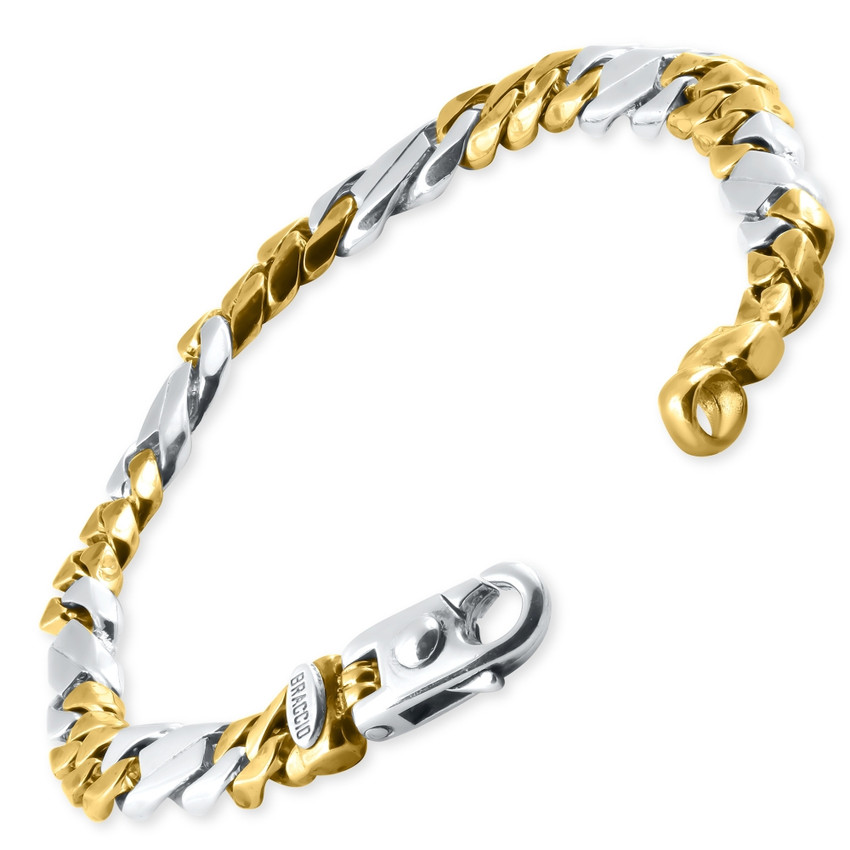 Men's Figaro Link 14k Gold (35gram) or Platinum (57gram) 7.5mm Bracelet 8.5"