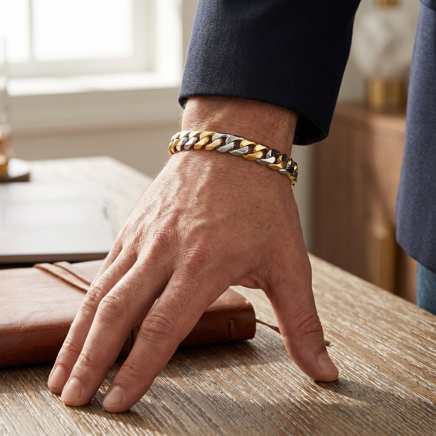 Men's Figaro Link 14k Gold (35gram) or Platinum (57gram) 7.5mm Bracelet 8.5"