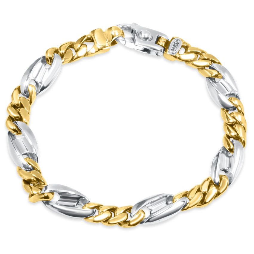 Men's Figaro Link 14k Gold (51gram) or Platinum (82gram) 9.5mm Bracelet 8"