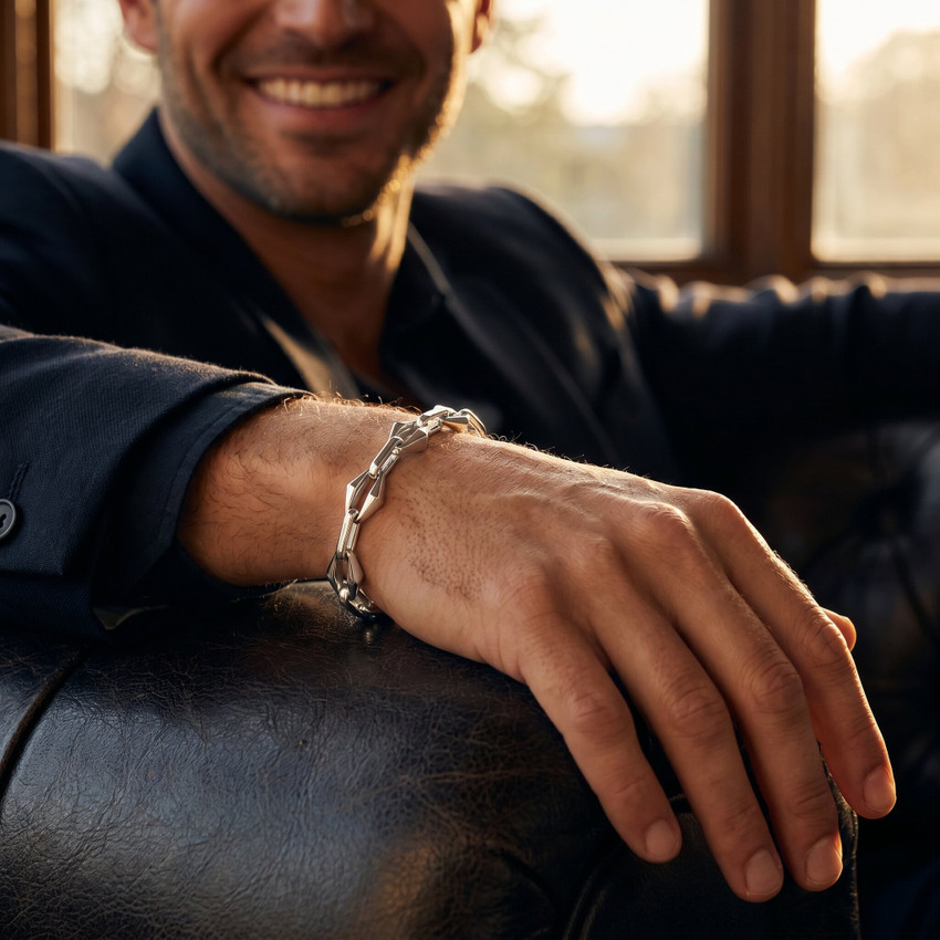 Men's Designer Round Link 14k Gold (40gram) or Platinum (65gram) 6-8.5mm Bracelet 8.25"