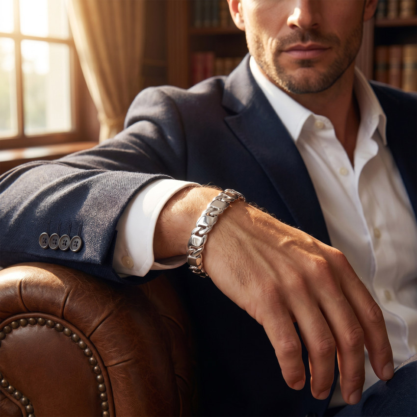Men's Designer Mariner Wide Link 14k Gold (37gram) or Platinum (59gram) 8mm Bracelet 8.25"