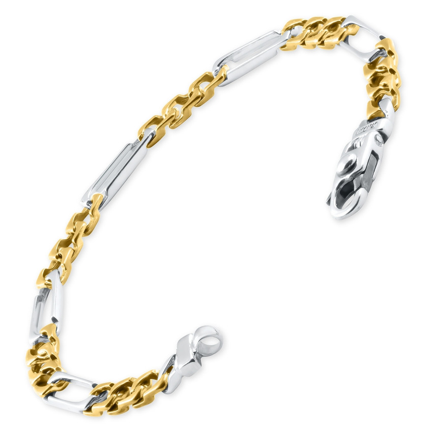 Men's Figaro Link 14k Gold (12gram) or Platinum (19gram) 5.5mm Bracelet 8"