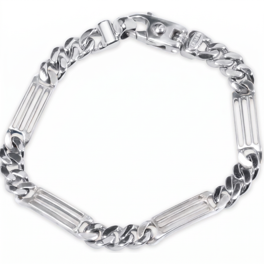 Men's Figaro Link 14k Gold (28gram) or Platinum (45gram) 7mm Bracelet 8"