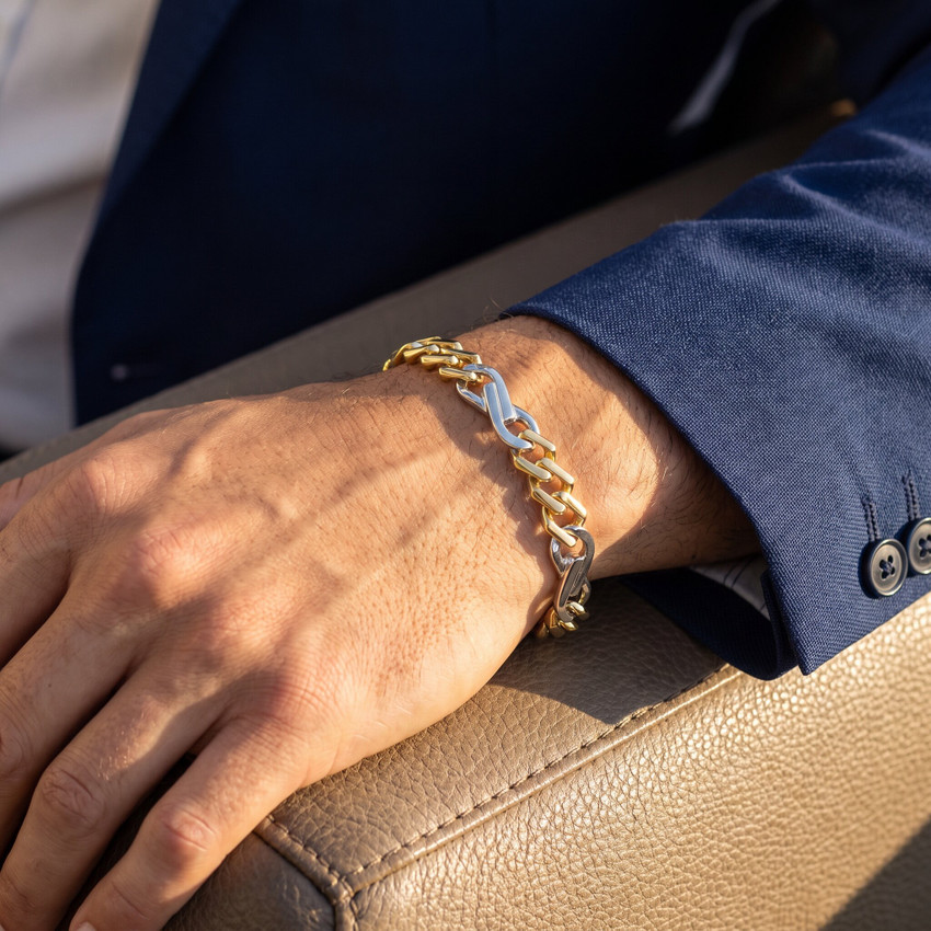 Men's Figaro Link 14k Gold (40gram) or Platinum (65gram) 9.5mm Bracelet 8.25"