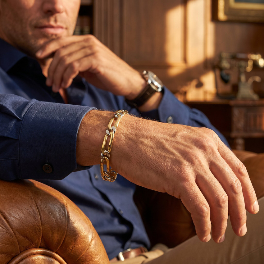 Men's Link 14k Gold (28gram) or Platinum (45gram) 7.5mm Bracelet 8.5"