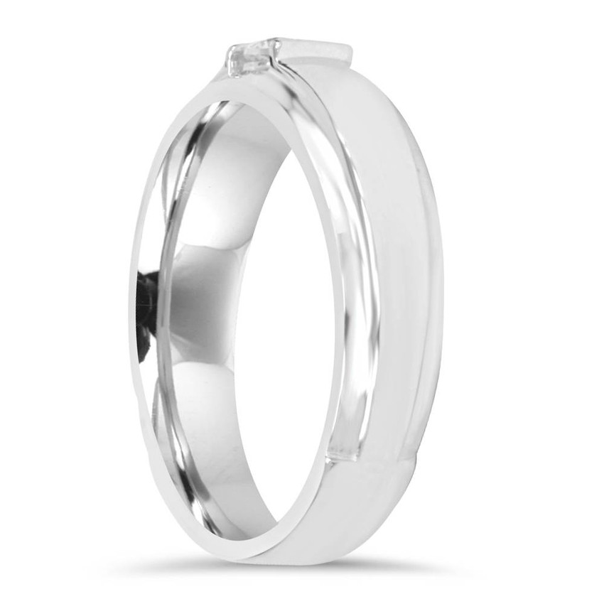 1/6Ct Men's Diamond Solitaire Ring 10K White Gold
