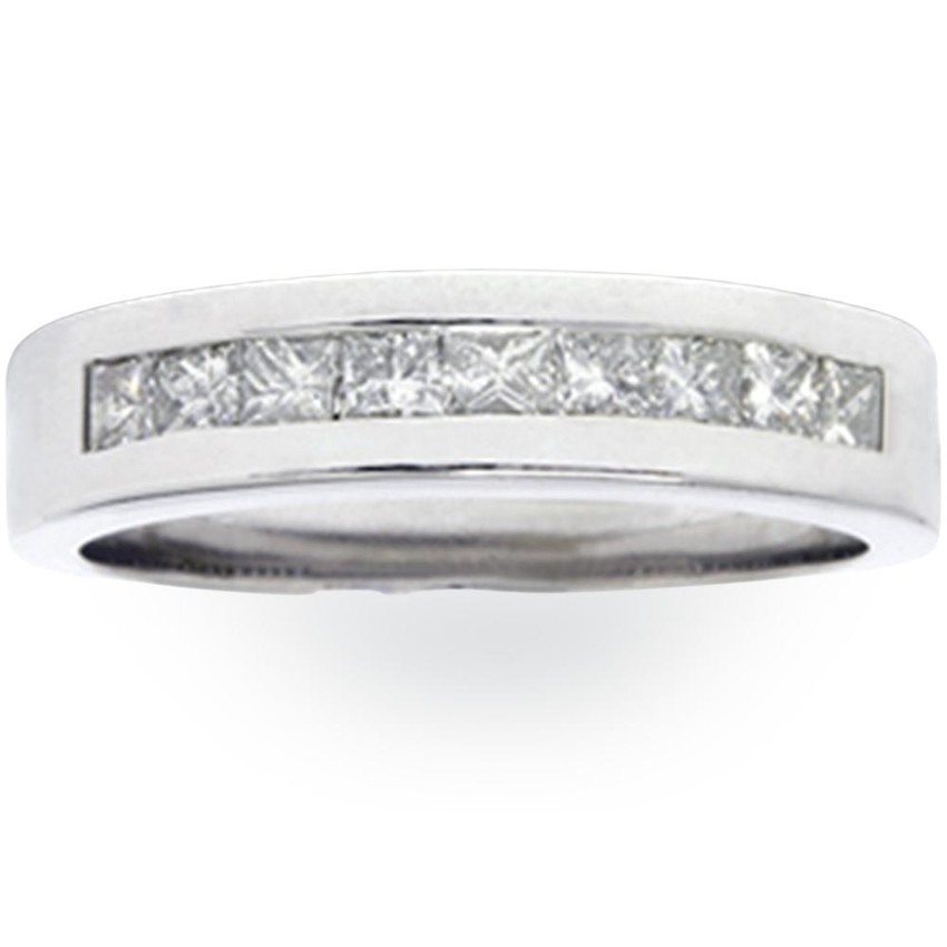 1ct Princess Cut Diamond Wedding Mens 14K White Gold Ring