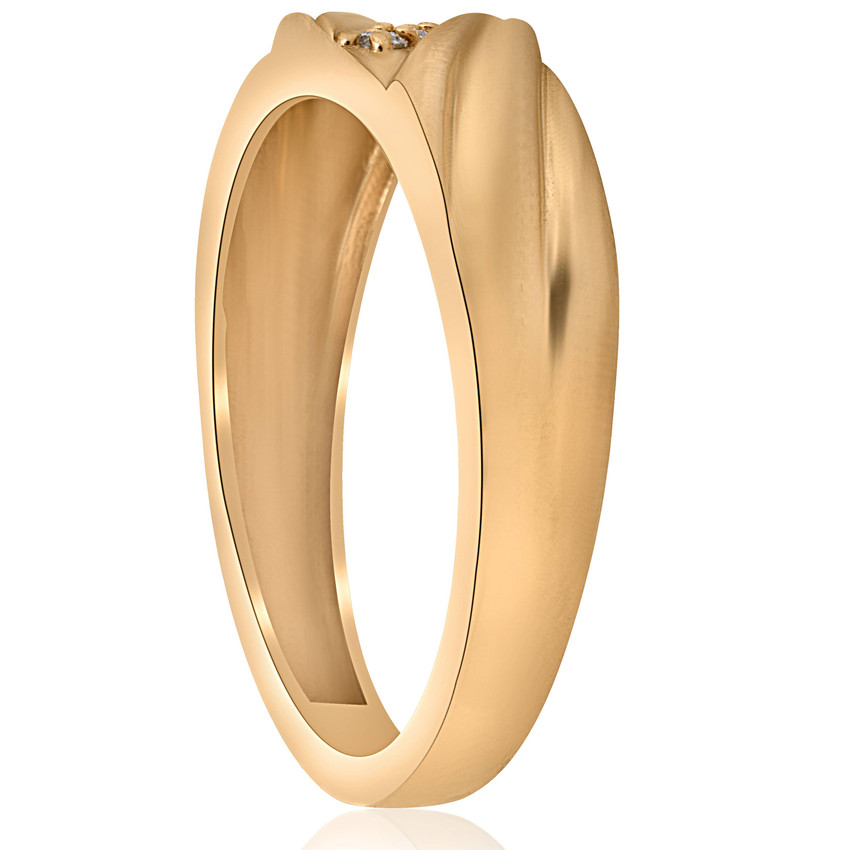 Mens 14k Yellow Gold Diamond Wedding Anniversary Ring 3-Stone High Polished