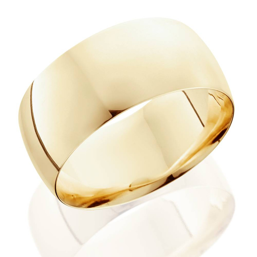 10mm Comfort Fit 14K Yellow Gold Wedding Band Mens Ring