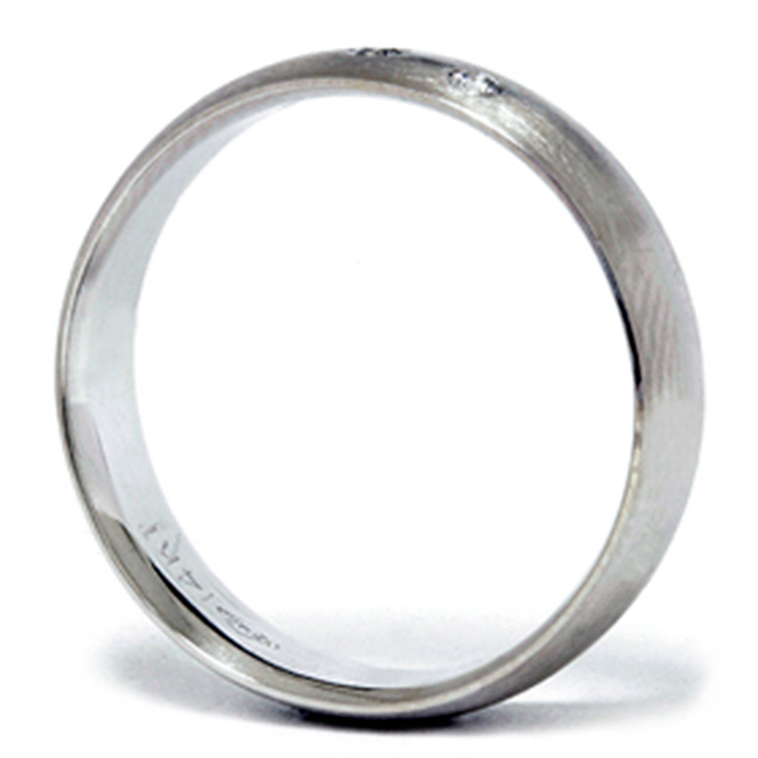 Mens Three Stone 14K White Gold Diamond Wedding Band