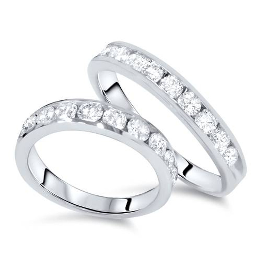 2ct Diamond 14K White Gold His/Hers Wedding Ring Set