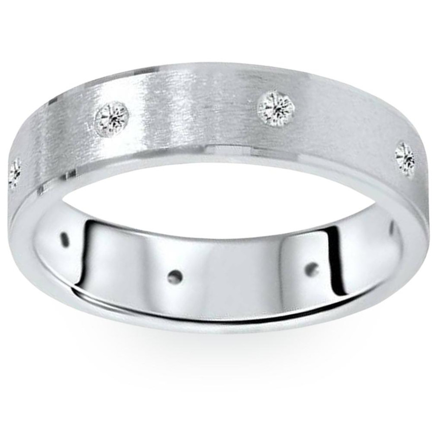 Mens Platinum 6mm 1/3ct Brushed Diamond Wedding Band