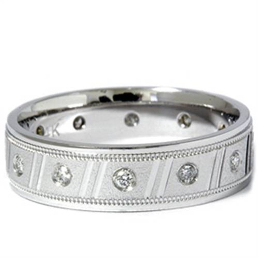 Mens 1/3ct SI Diamond Comfort Fit Brushed Wedding Band