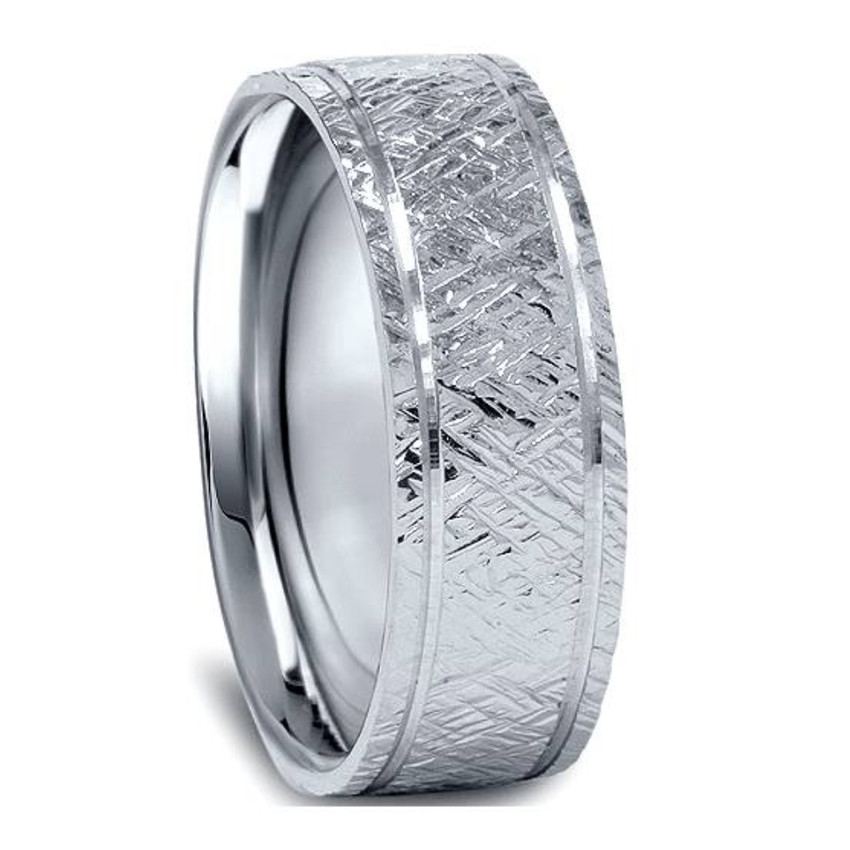 950 Platinum Mens 7mm Flat Brushed Wedding Band