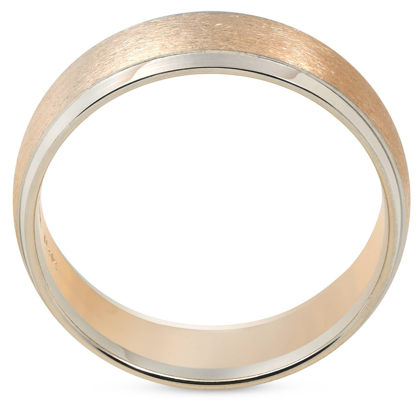 Mens 14K Gold Two Tone Comfort Fit Plain Wedding Band