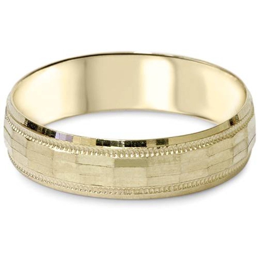 Mens 14K Gold Diamond Facet Cut Wedding Ring Band New