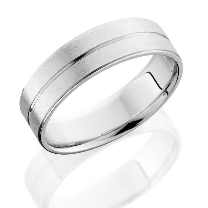 Mens 14K White Gold Flat Comfort Fit Wedding Ring Band