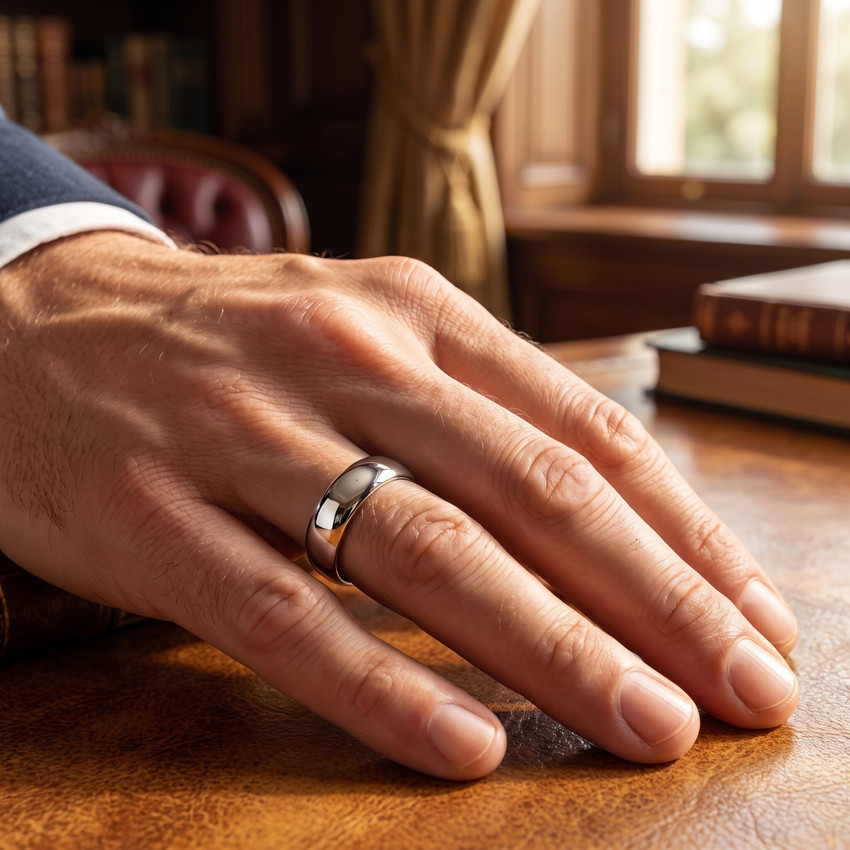 Mens Solid 14k White Gold 6mm Designer Chad Ra Wedding Band Ring