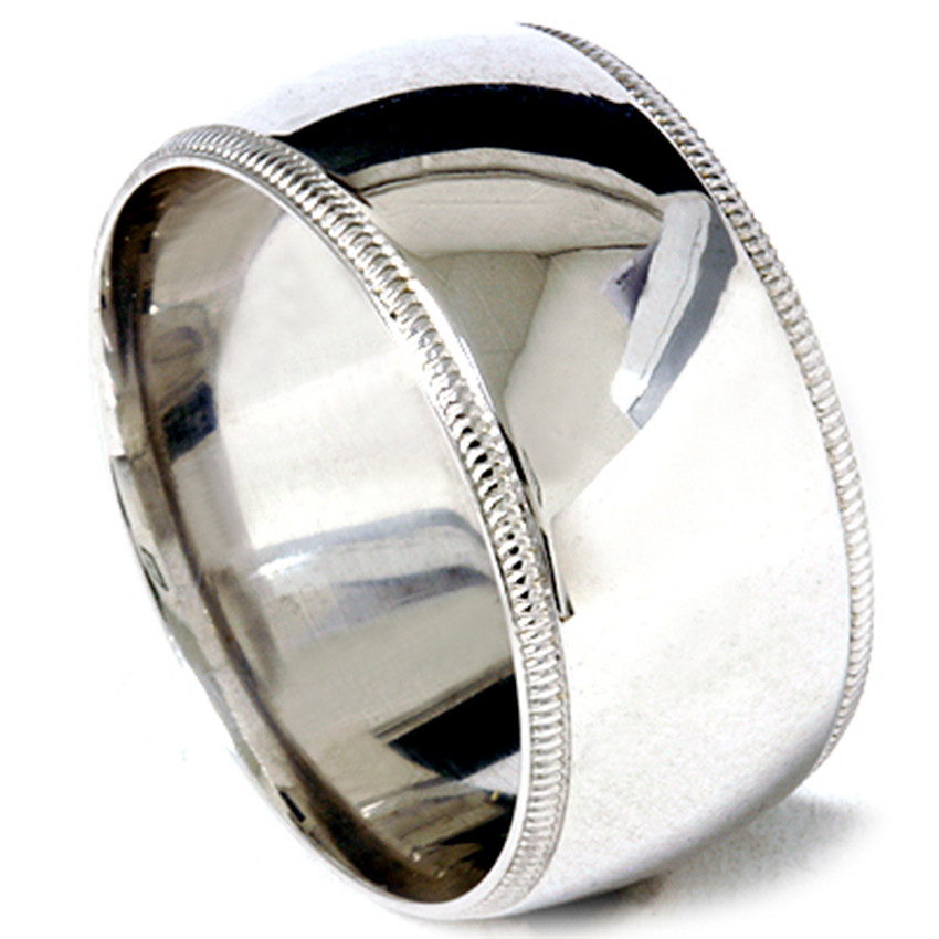 12mm Heavy Comfort Fit Plain Polished Mens Wedding Ring