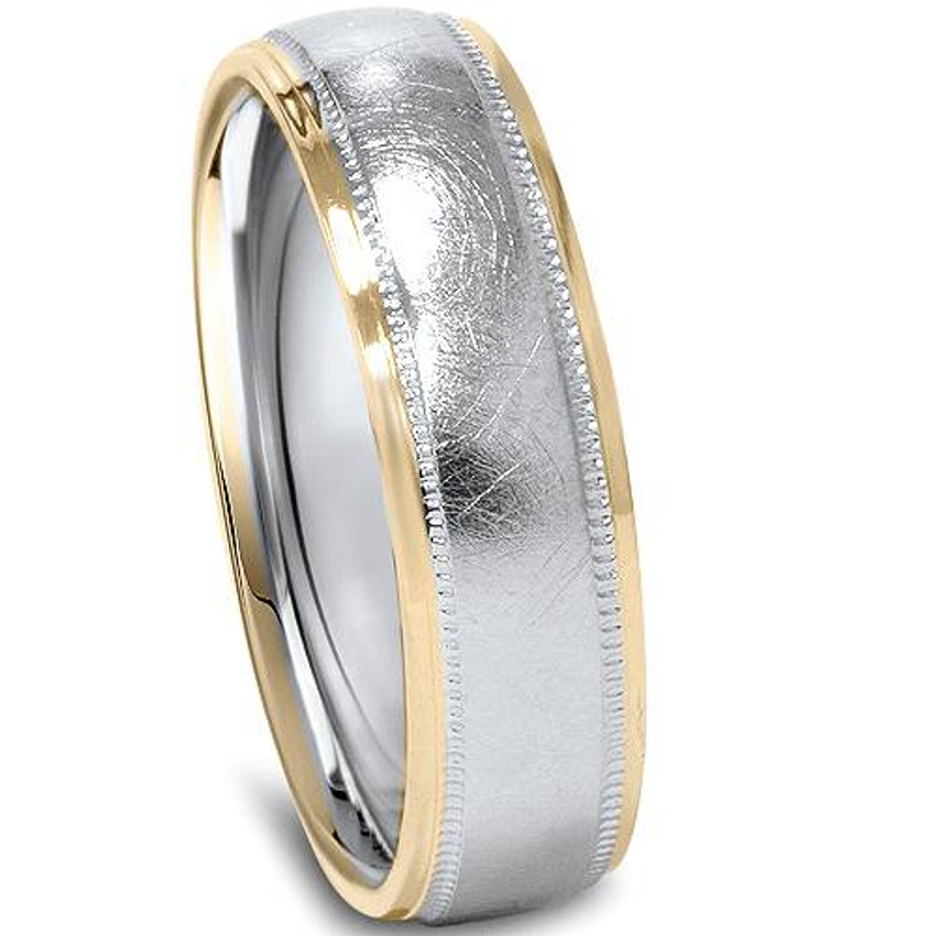 6mm 14K White & Yellow Gold Two Tone Wedding Band