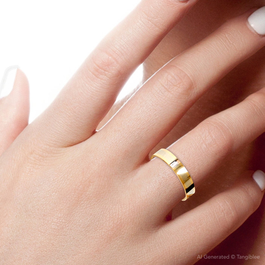 Gold Two Tone Matching His Hers Wedding Band Ring Set