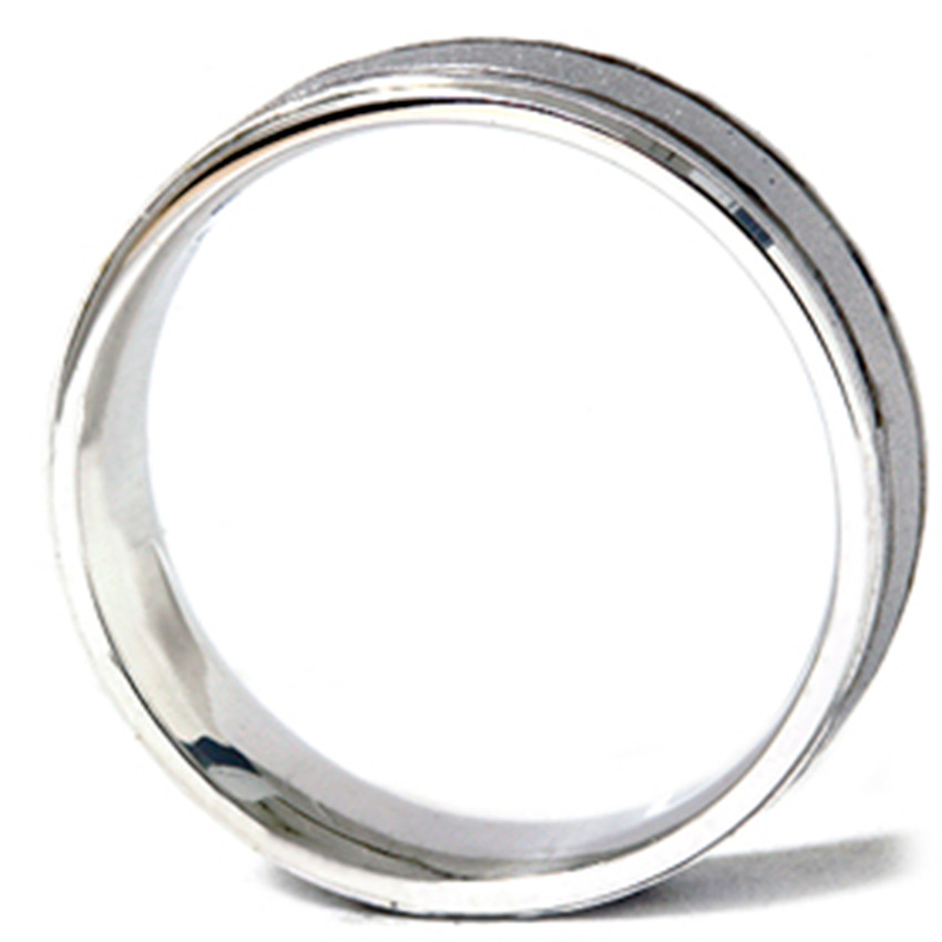 Mens Hammered 14K White Gold Comfort Fit Ring Band New