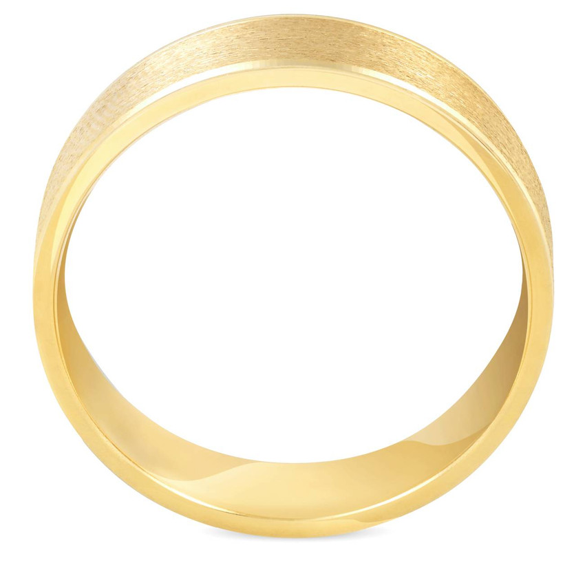 6mm Brushed Round Polished Edge 10K Yellow Gold Wedding Band