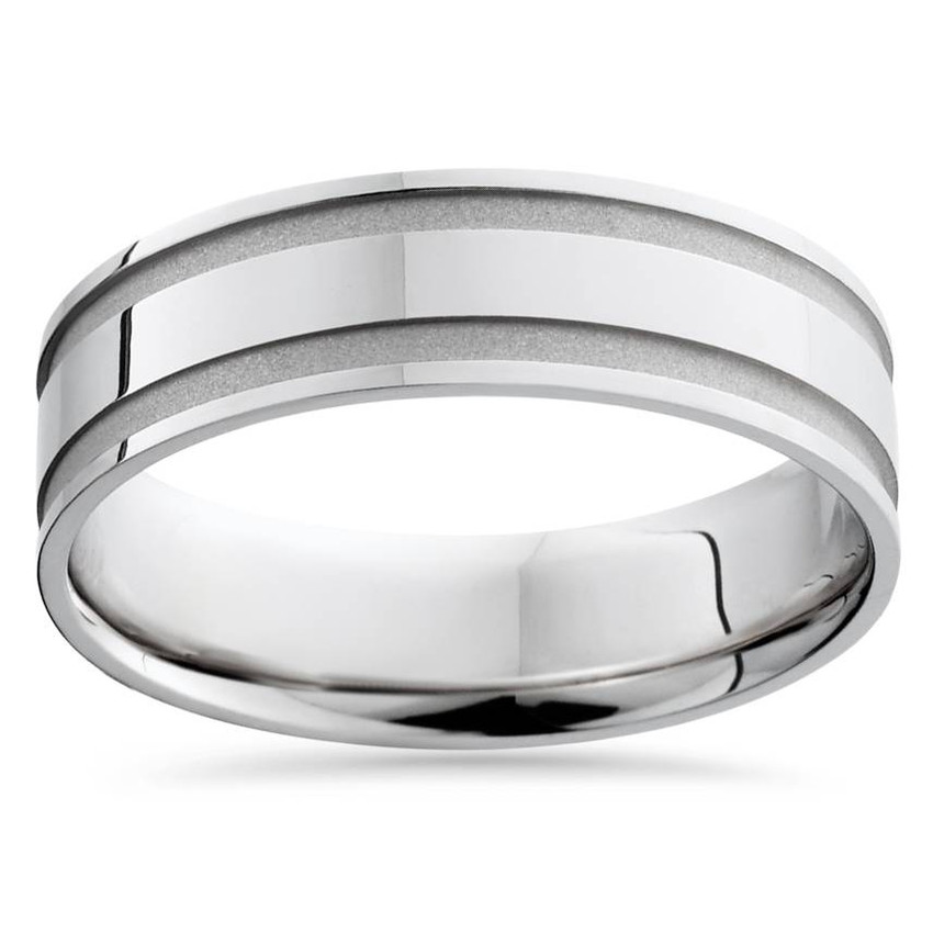 Mens White Gold 6mm Polished Wedding Band