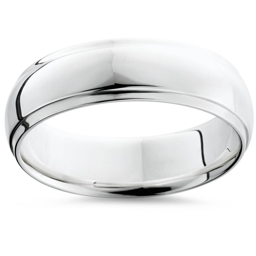 Men's 6MM Flat Step Cut Band Polished Wedding Ring 950 Platinum Band