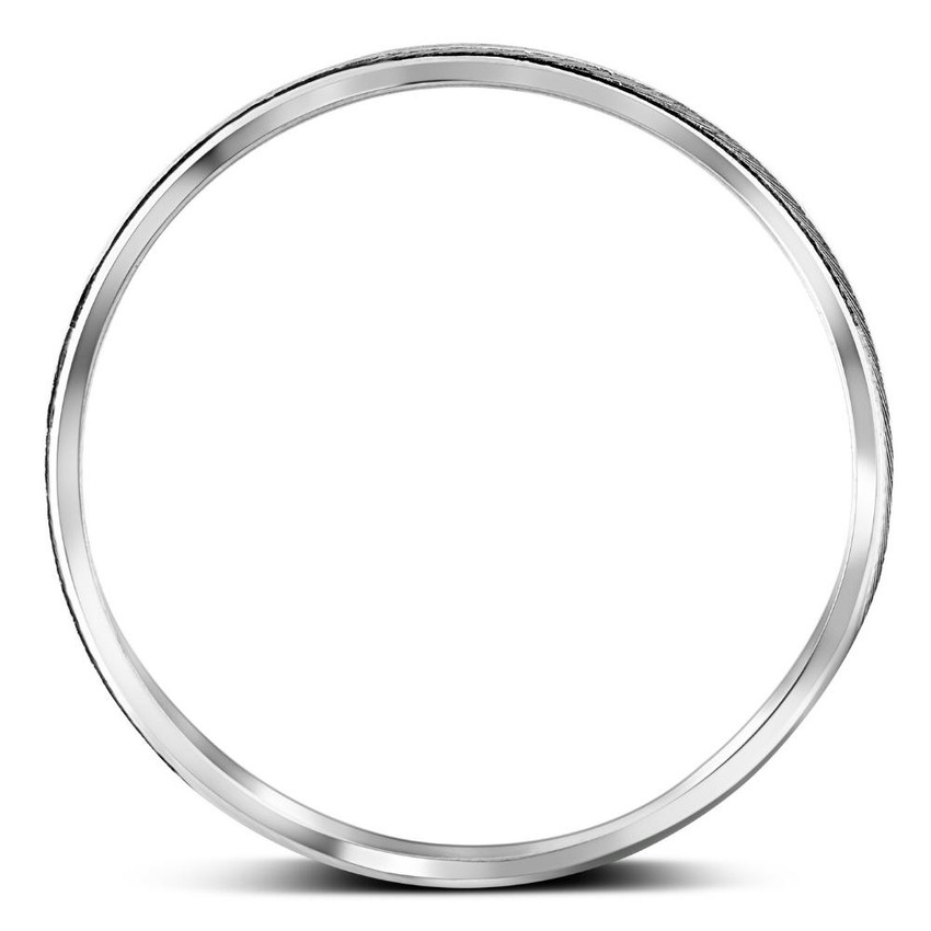 Mens 14k White Gold Brushed Wedding Band Beveled Polished Mans Ring