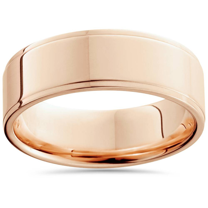 6mm 14K Rose Gold High Polished Step Cut Wedding Band