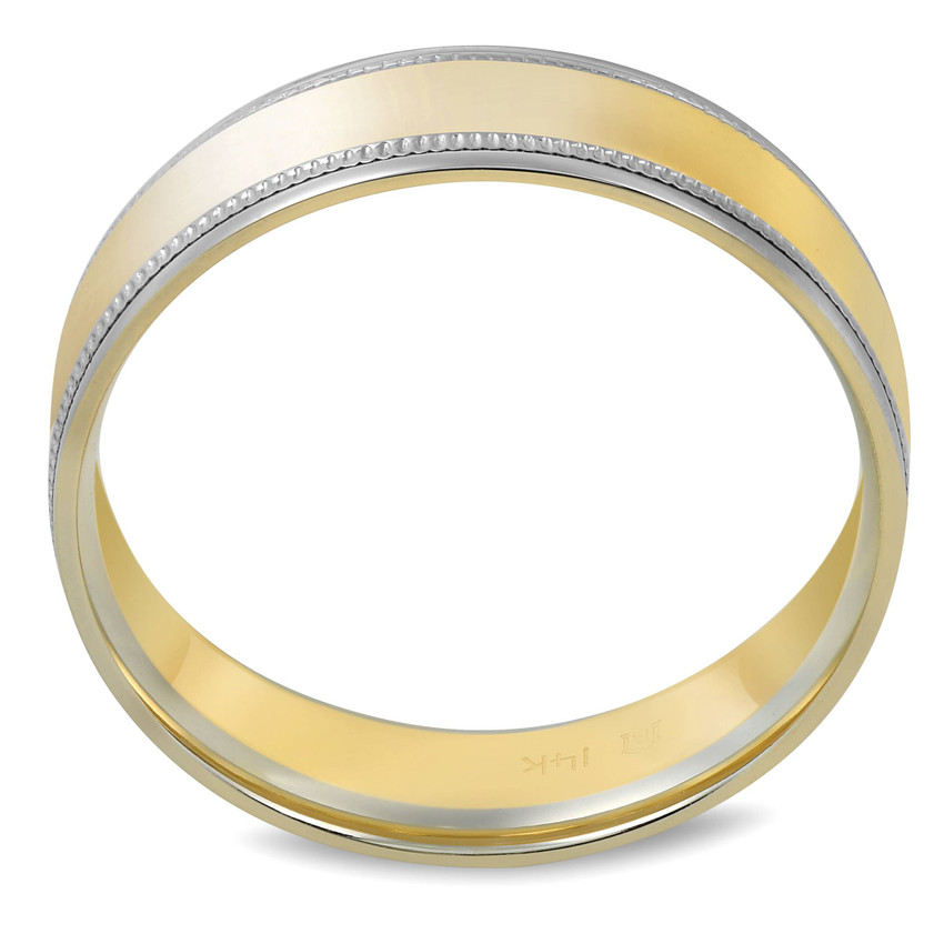Mens 14k White & Yellow Gold 6MM Wedding Band Comfort Fit Ring Two Tone